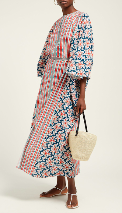 this multicolored patchwork print caftan is at the tippy top of our wishlist for summer getaways!