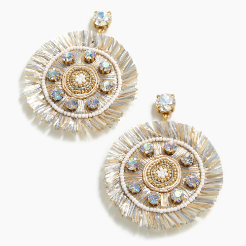 add a touch of metallic with these fun raffia fringe earrings (on sale for under $50)