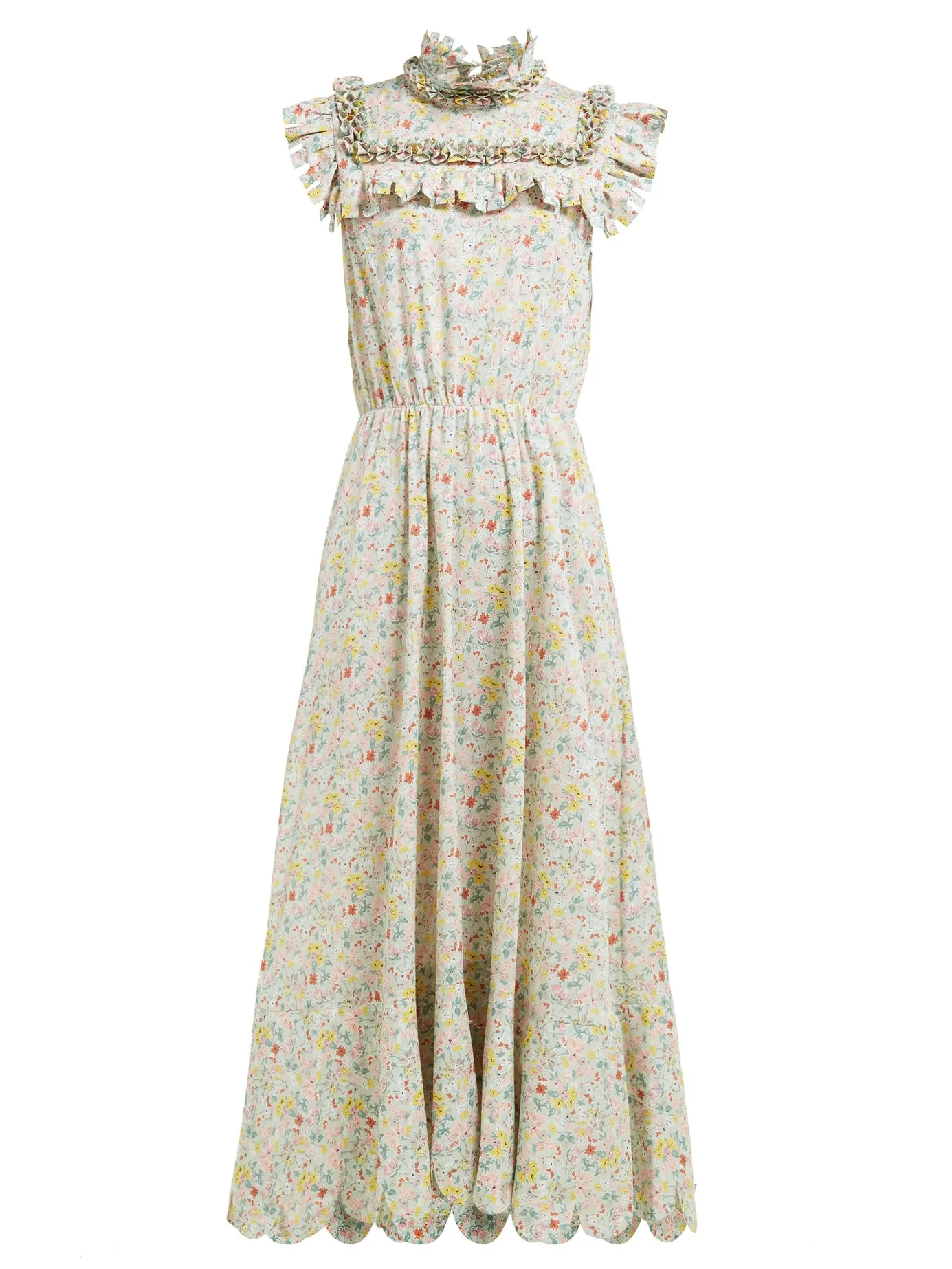 ruffled high neck + hand-scalloped hem = dress perfection