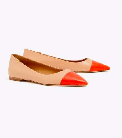 our very favorite cap toe flats in our signature orangey red are on major sale!