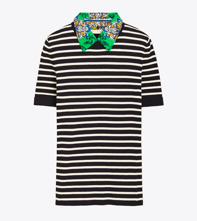 stripes + printed silk collar = perfection !
