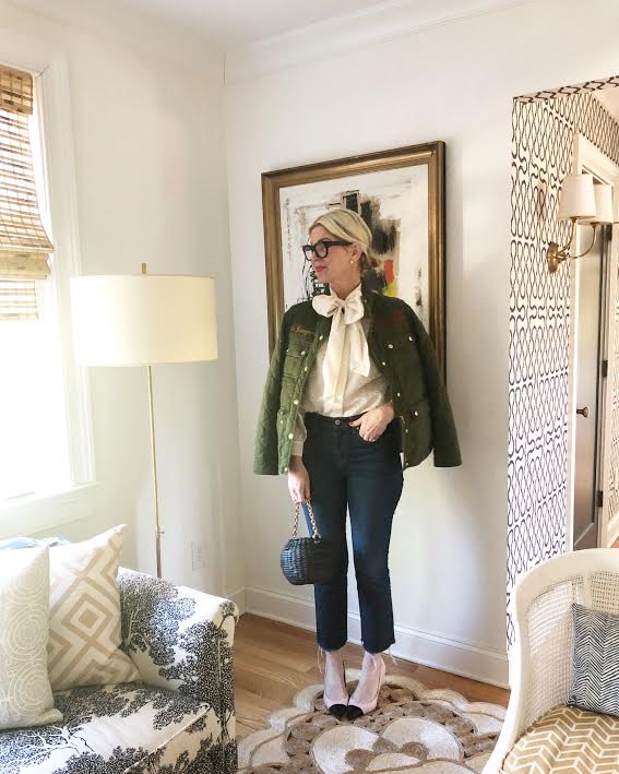 great news - our tie neck daisy top is back in stock and on SALE! snap up our go-to jeans (they are the most flattering item we own), this honeypot basket bag , and our favorite cap toe heels (they’re currently $150 off!)!