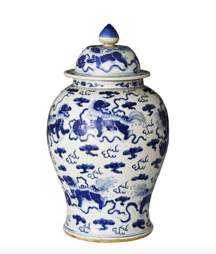 you can’t go wrong with a classic blue and white foo dog jar - especially when it’s on sale for under $150!