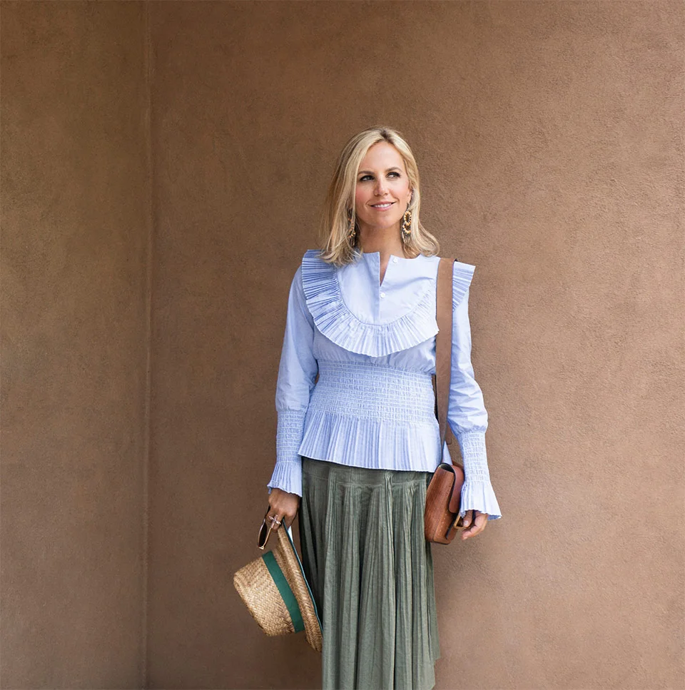 how darling does tory look in this smocked cotton top ?!?!
