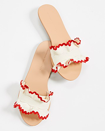 How cute are these ruffled slides ?!?! They are perfect for summer and Such a steal at just $131!