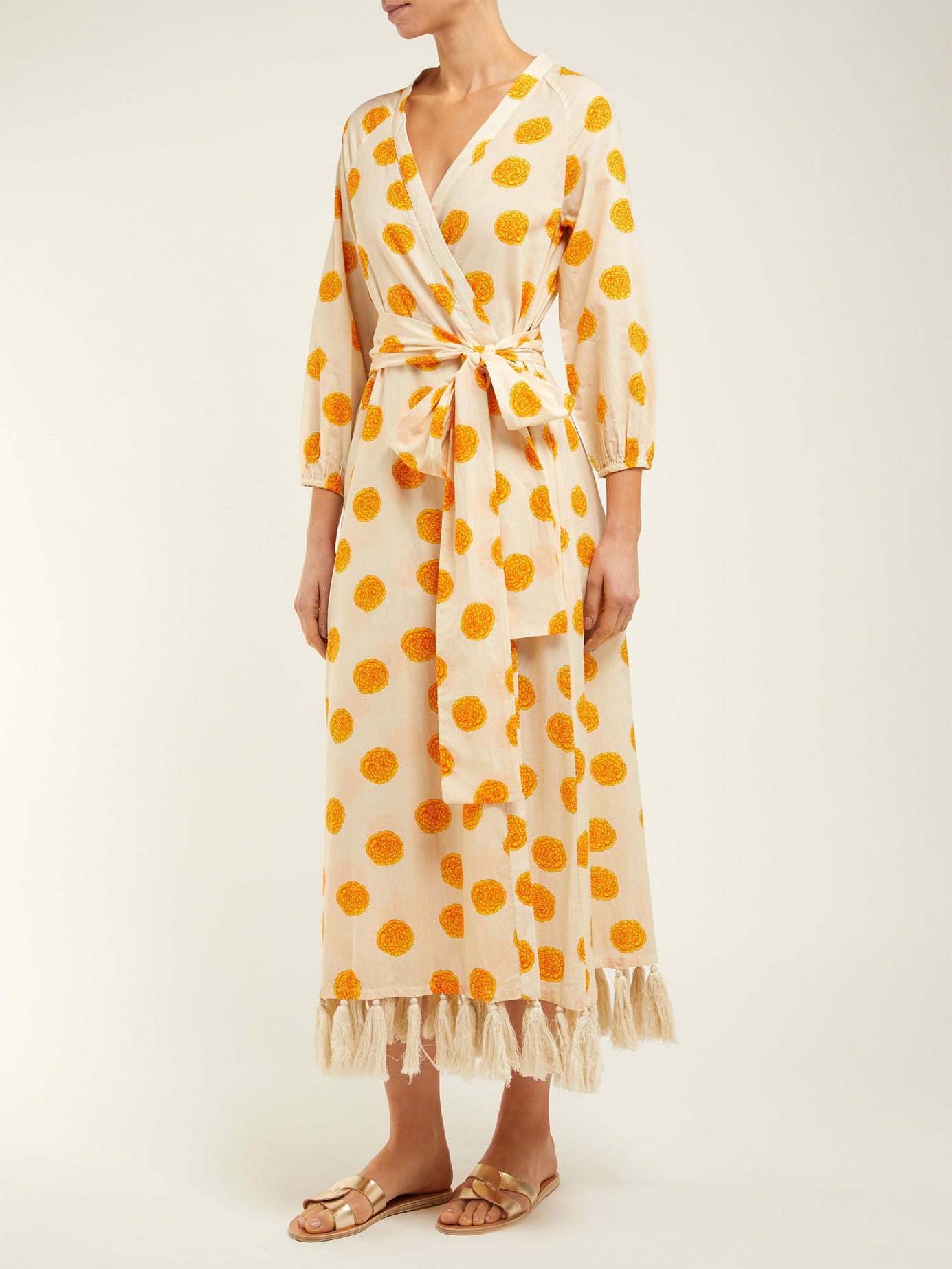 score this vibrant orange floral print wrap dress for 30% off!