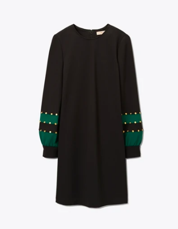 we are crushing on the sleeve details of this crewneck dress !