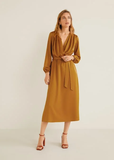 from work to date night this jewel toned satin tie dress is perfection!
