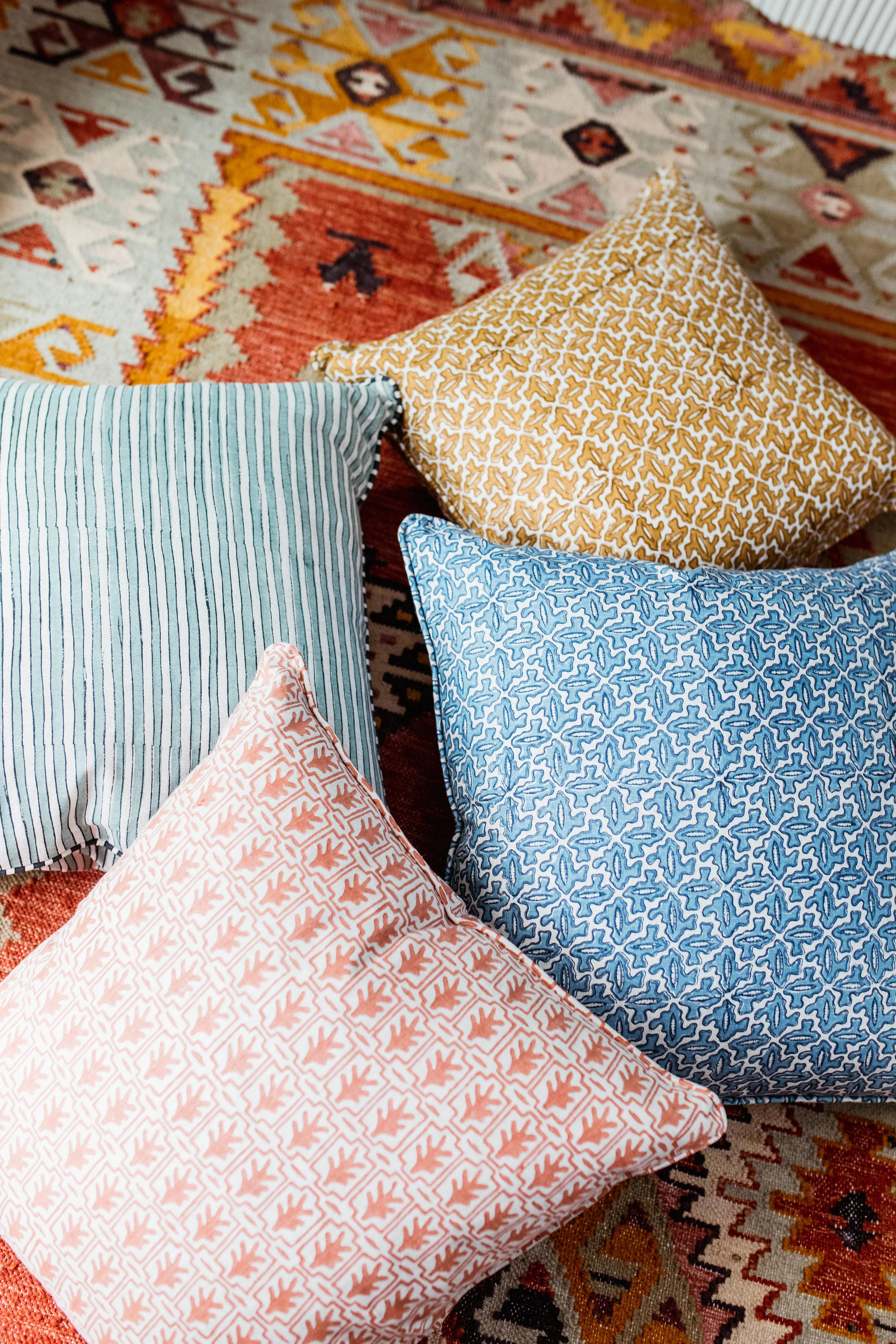 how happy is this saffron blockprint pillow ?!?