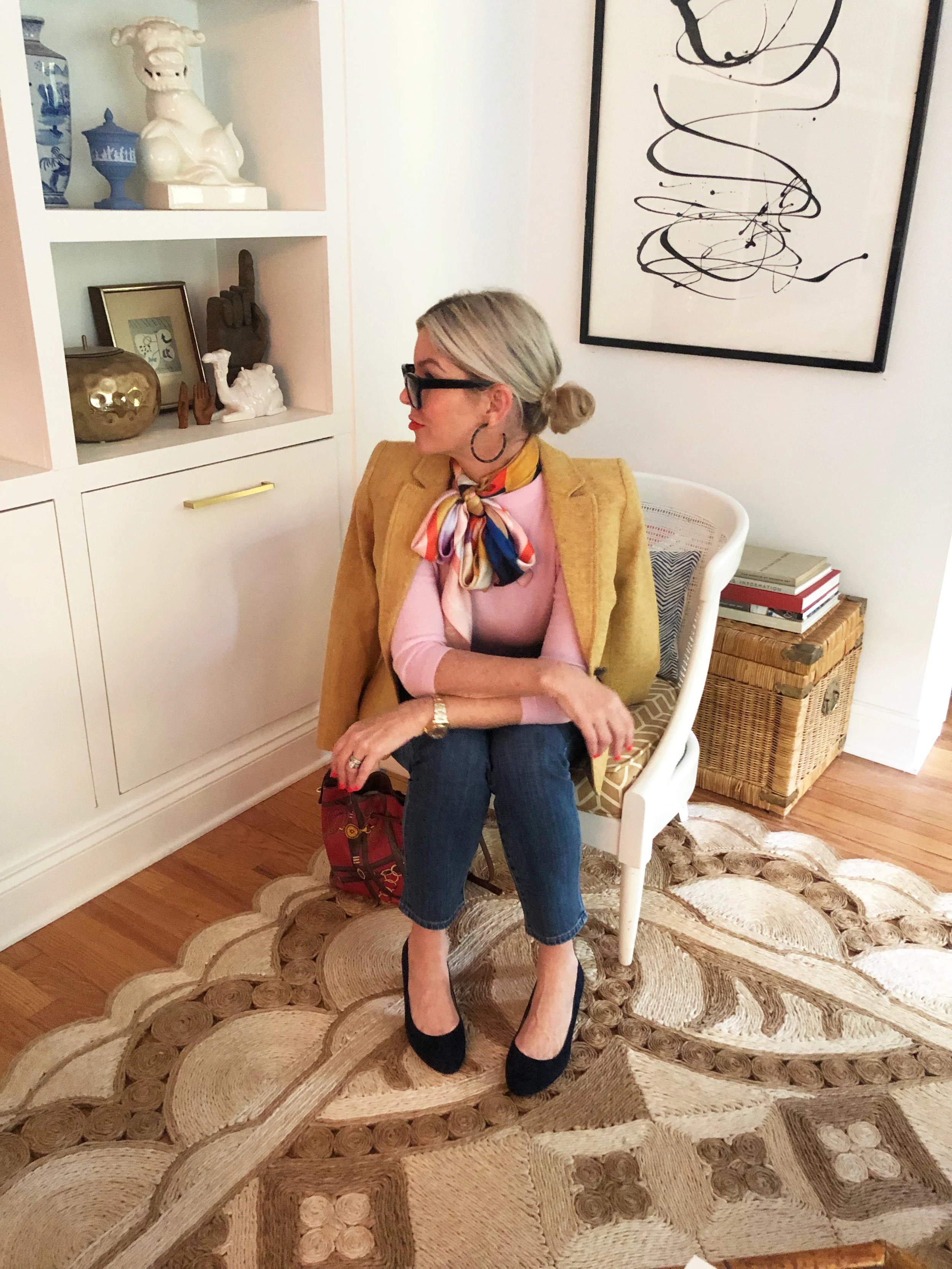 this mustard blazer is the perfect piece for fall!