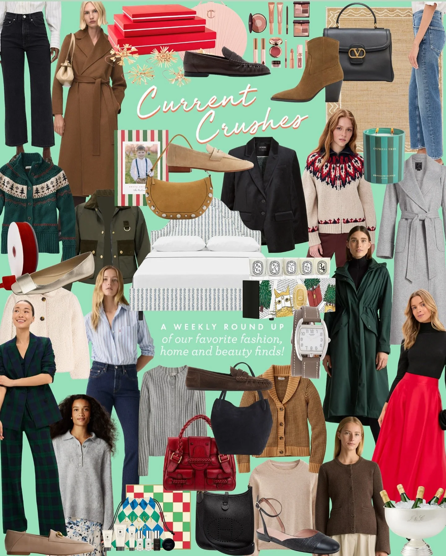 Holiday card chaos wrangled ✔️ signature candle aflame 🕯️ loafers so soft they moonlight as slippers (under $100, promise!), and the most lux (but, budget friendly) brown wool wrap coat you&rsquo;ll find this side of the Rockefeller tree. Now, who&r