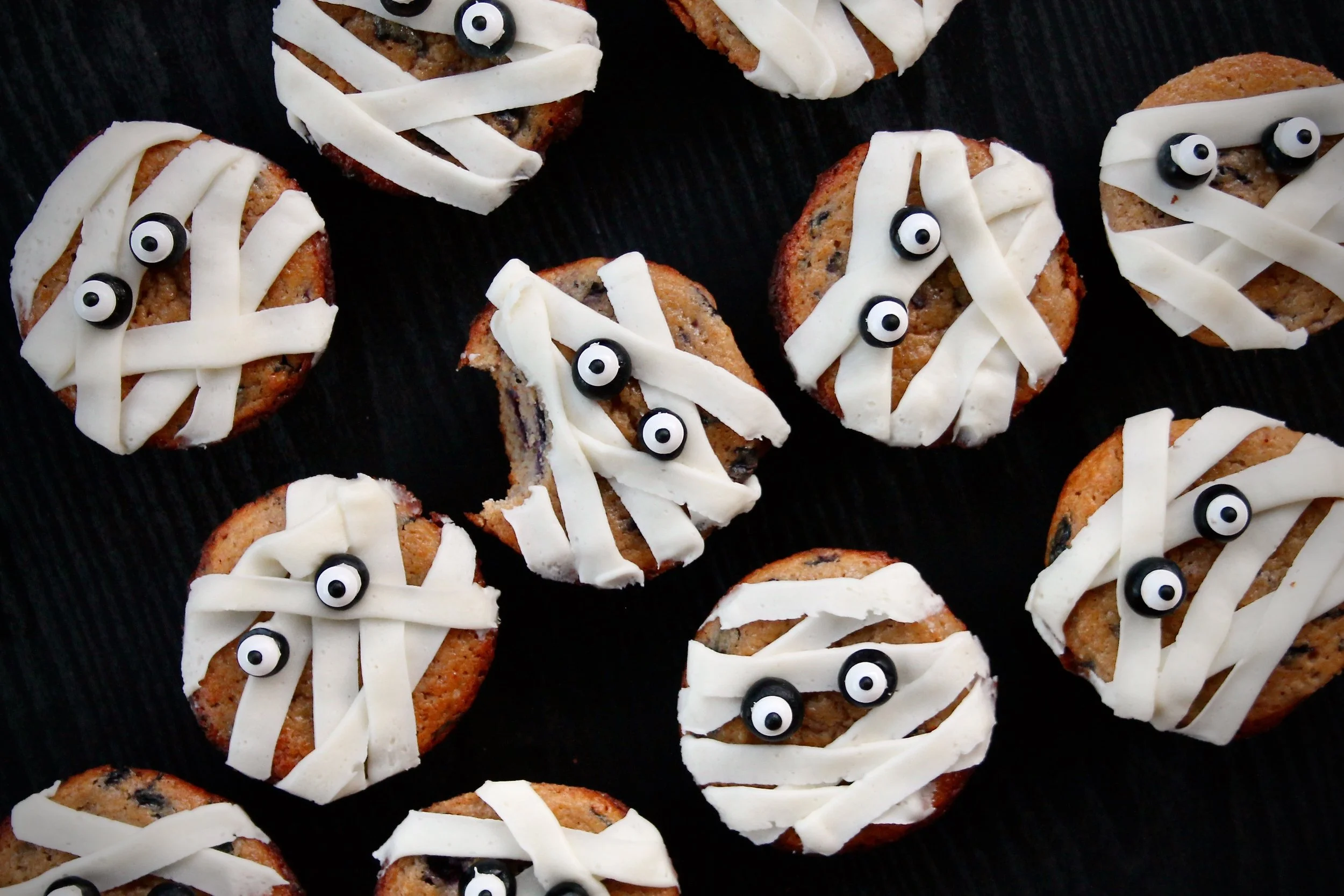 Halloween Blueberry Mummy Muffins