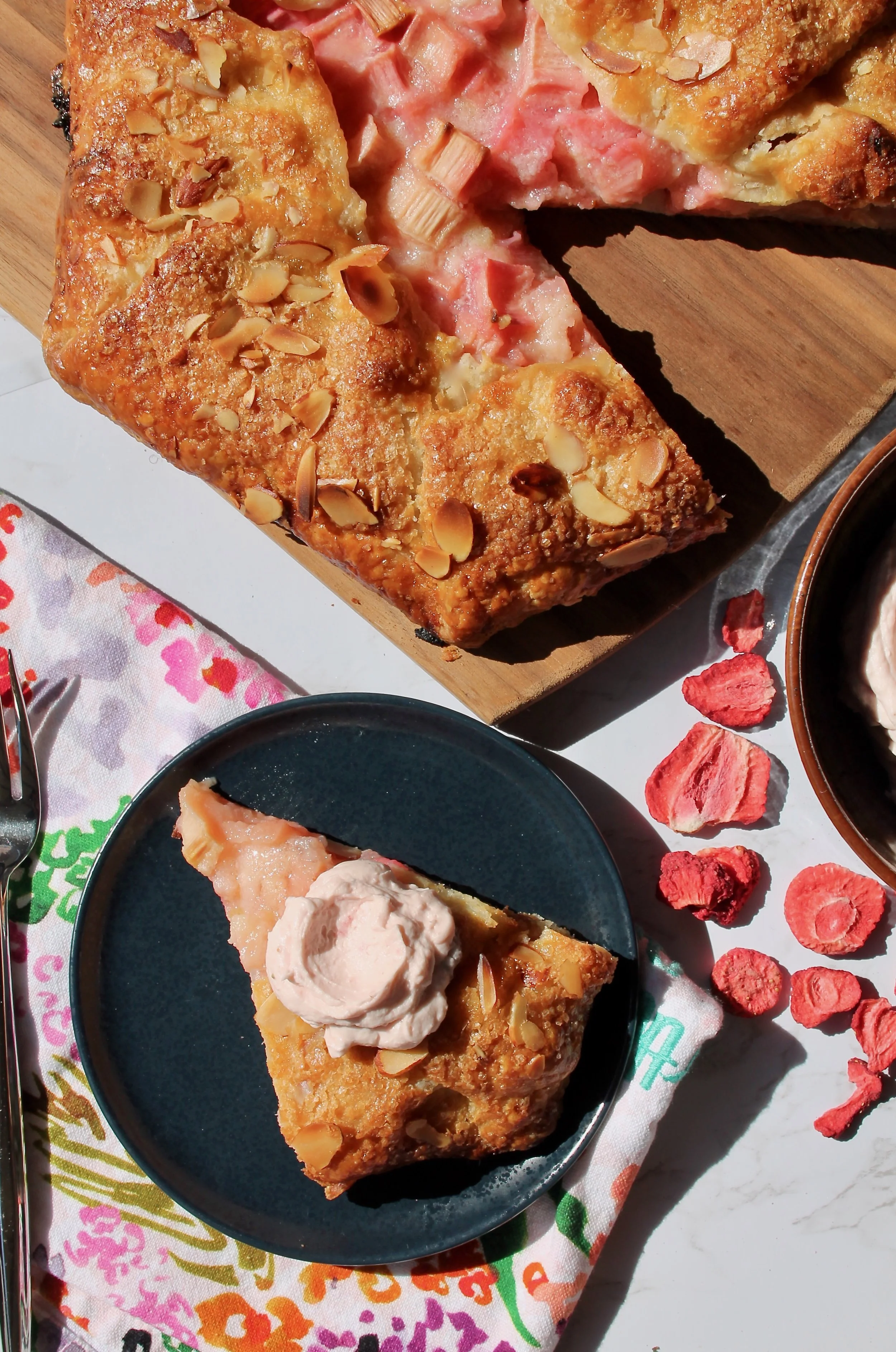 Rhubarb Almond Galette with Strawberry Whipped Cream