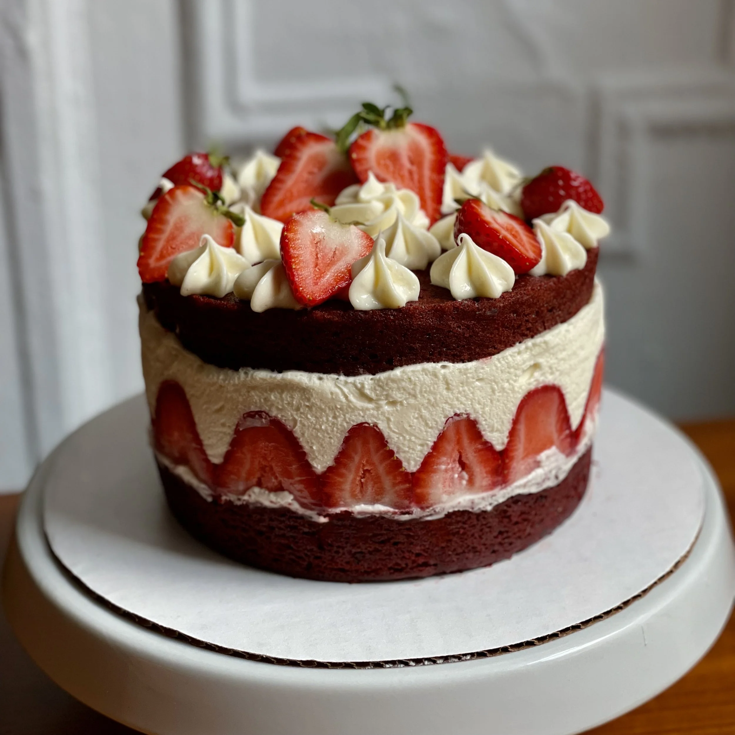 Red Velvet Strawberry Cake