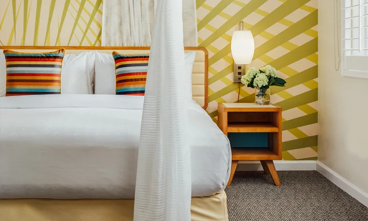 Tropical Hotel Room in Sunnyvale, CA -Anthony Laurino Design