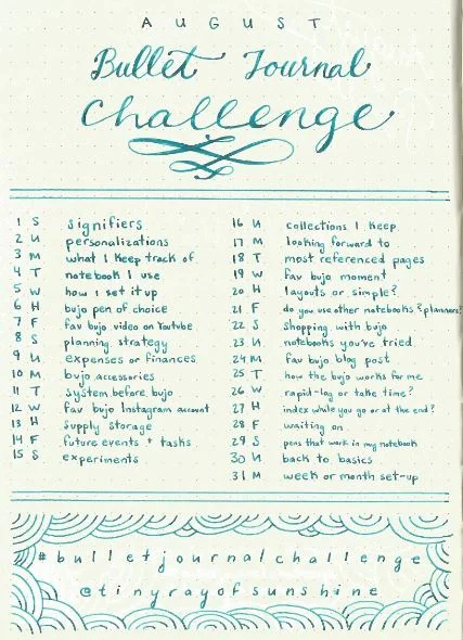 August #BulletJournalChallenge 