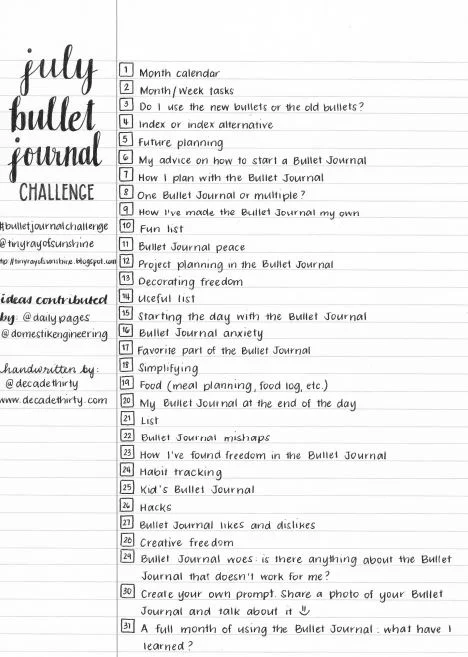 July #BulletJournalChallenge