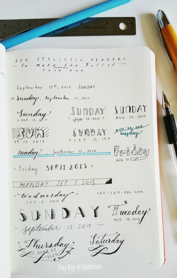 Add stylistic headers to your Bullet Journal