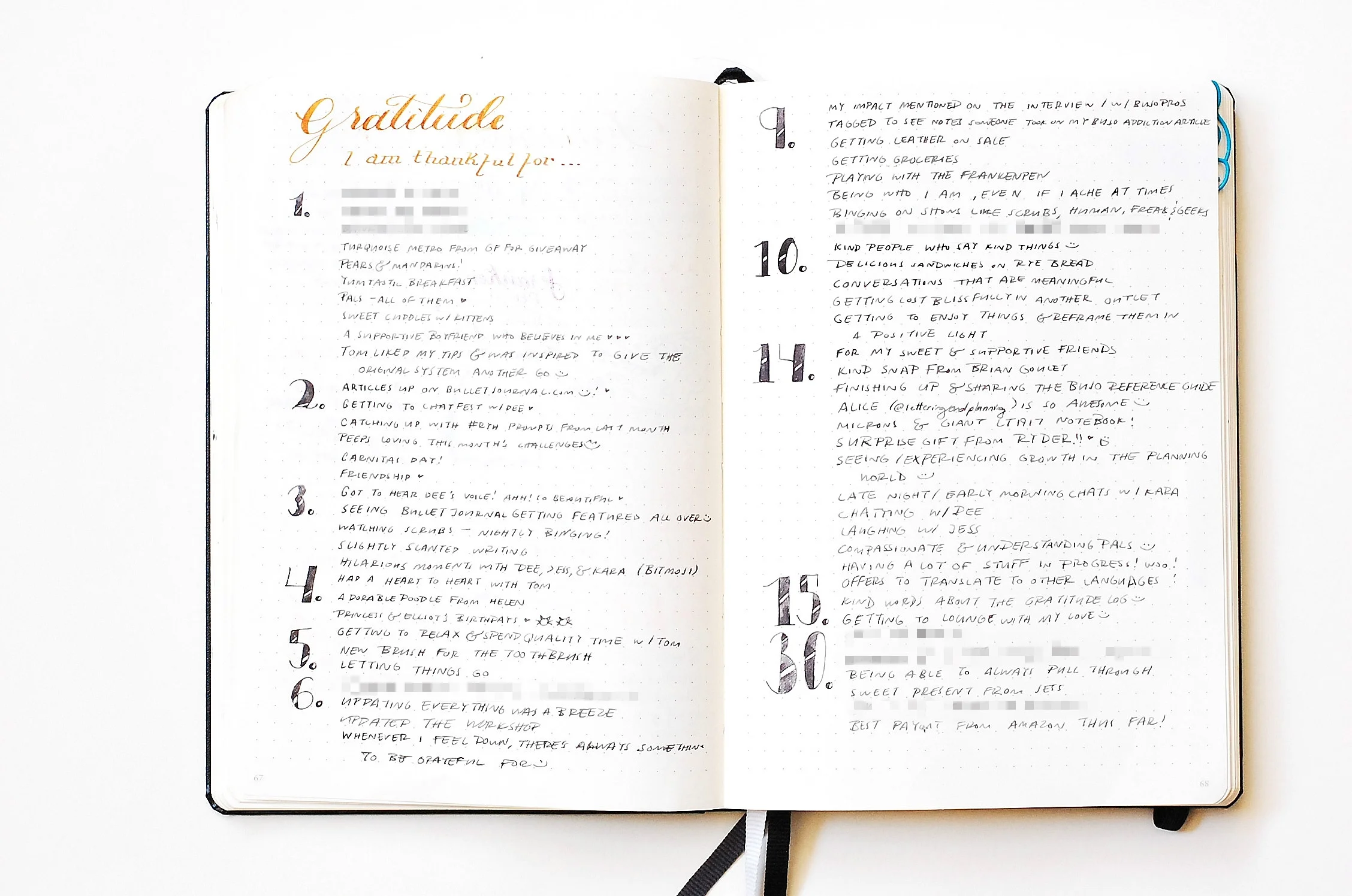 april 2016 gratitude log - bullet journal
