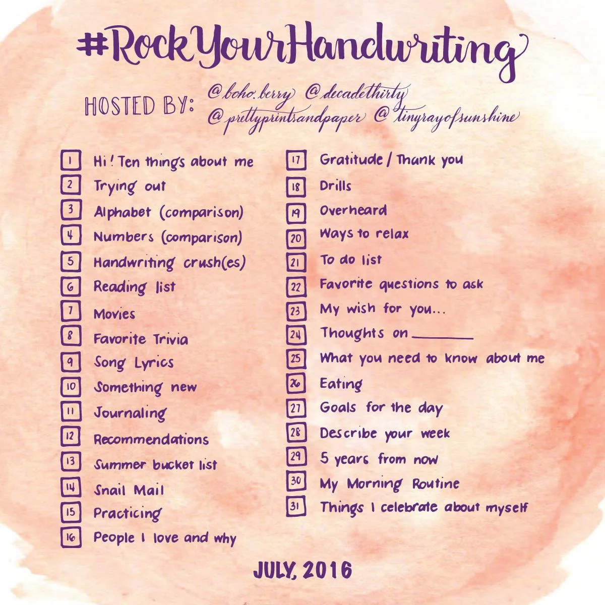 #RockYourHandwriting July
