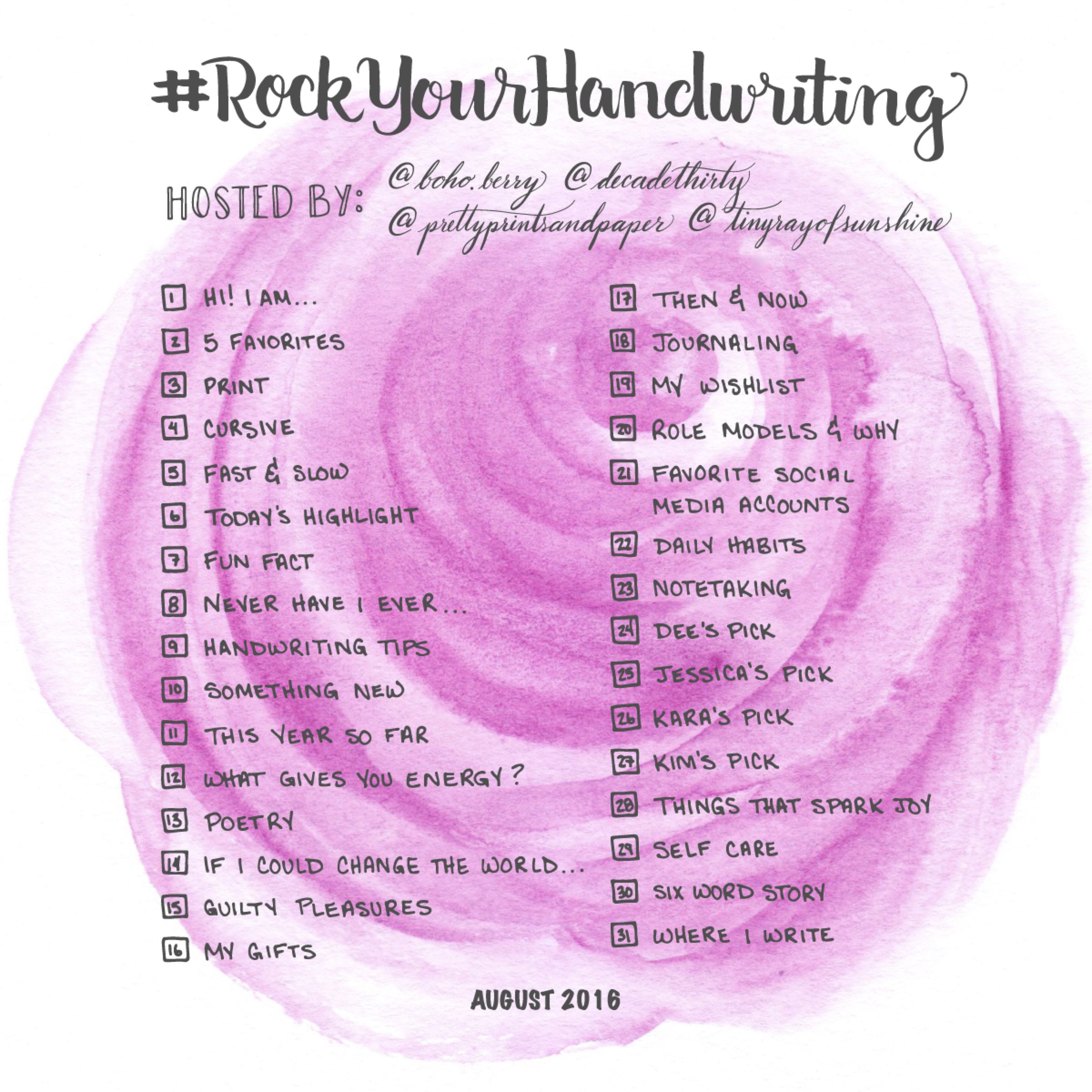#RockYourHandwriting August 2016 