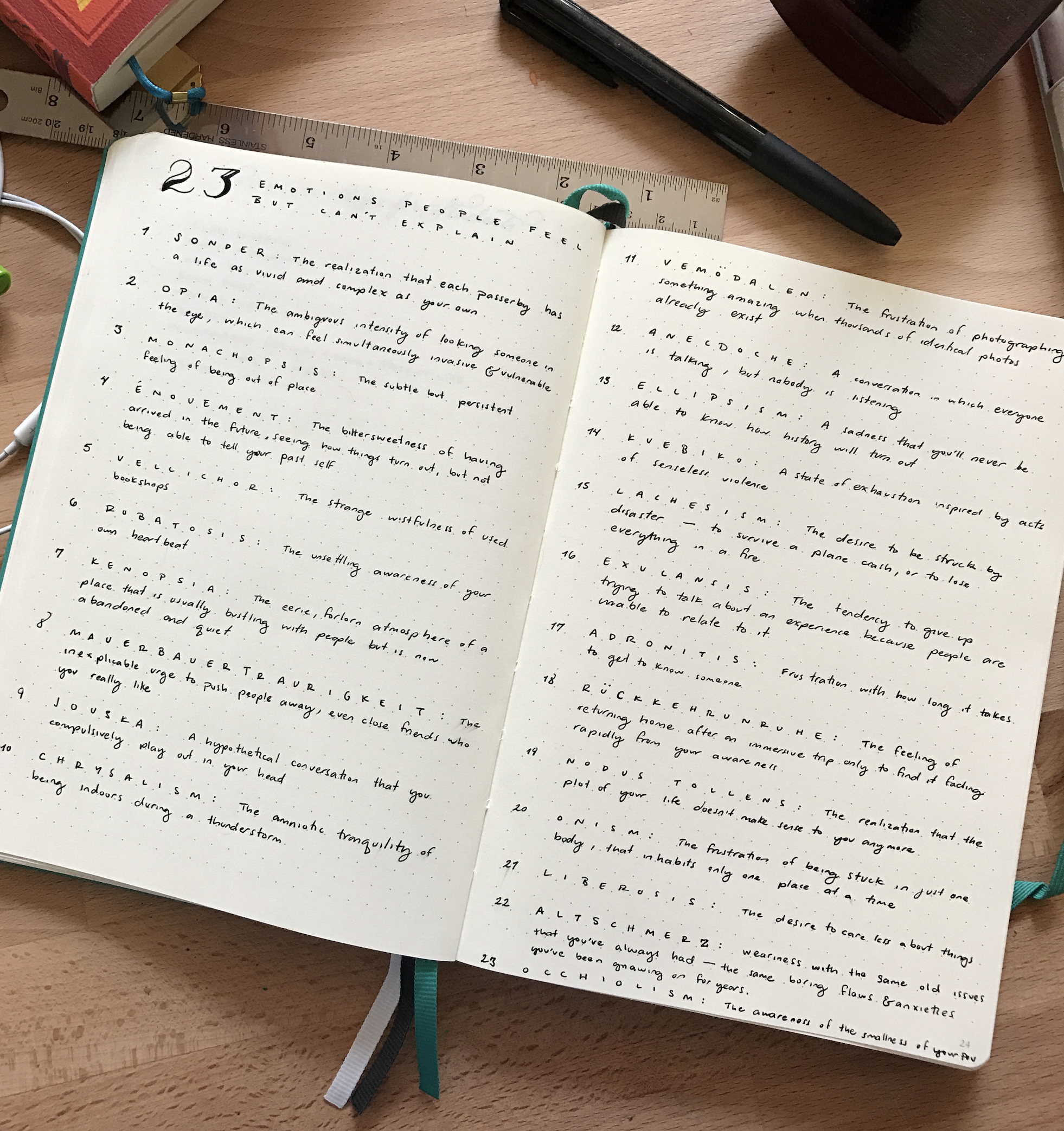 23 emotions people feel but can't explain . I loved this and had to write it down in my Bullet Journal! @tinyrayofsunshine