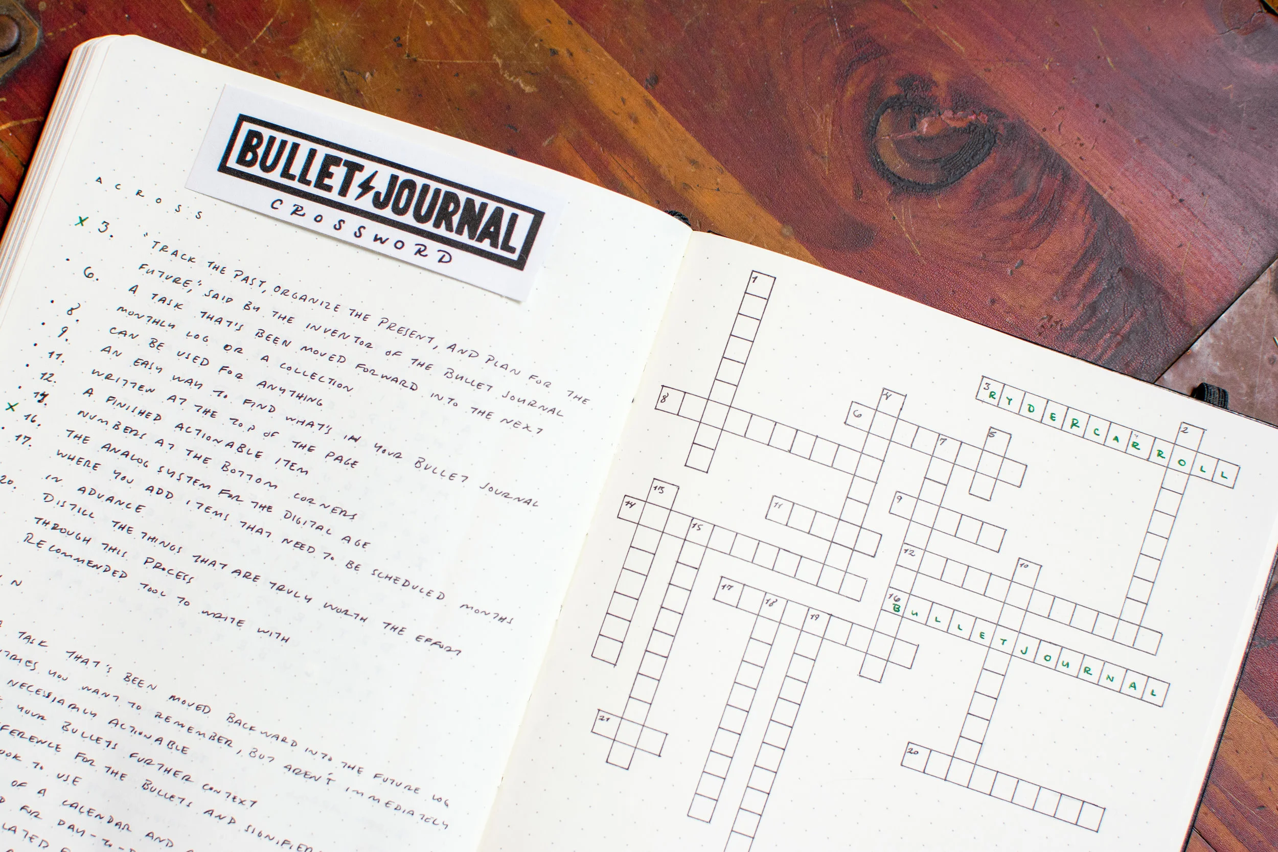 100DaysOfBulletJournalIdeas 19 The Bullet Journal Crossword — Tiny