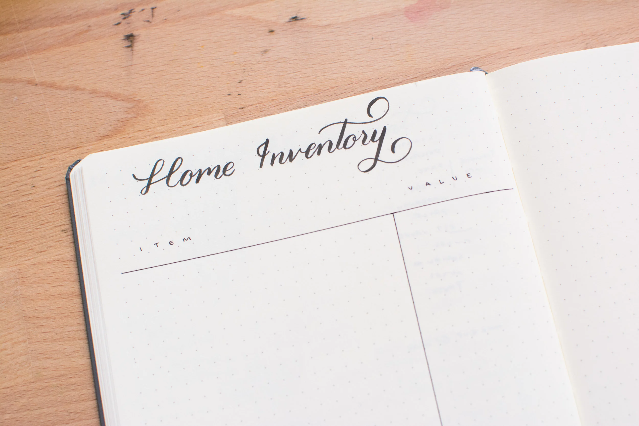 Keep track of your belongings with an Inventory Log in your Bullet Journal