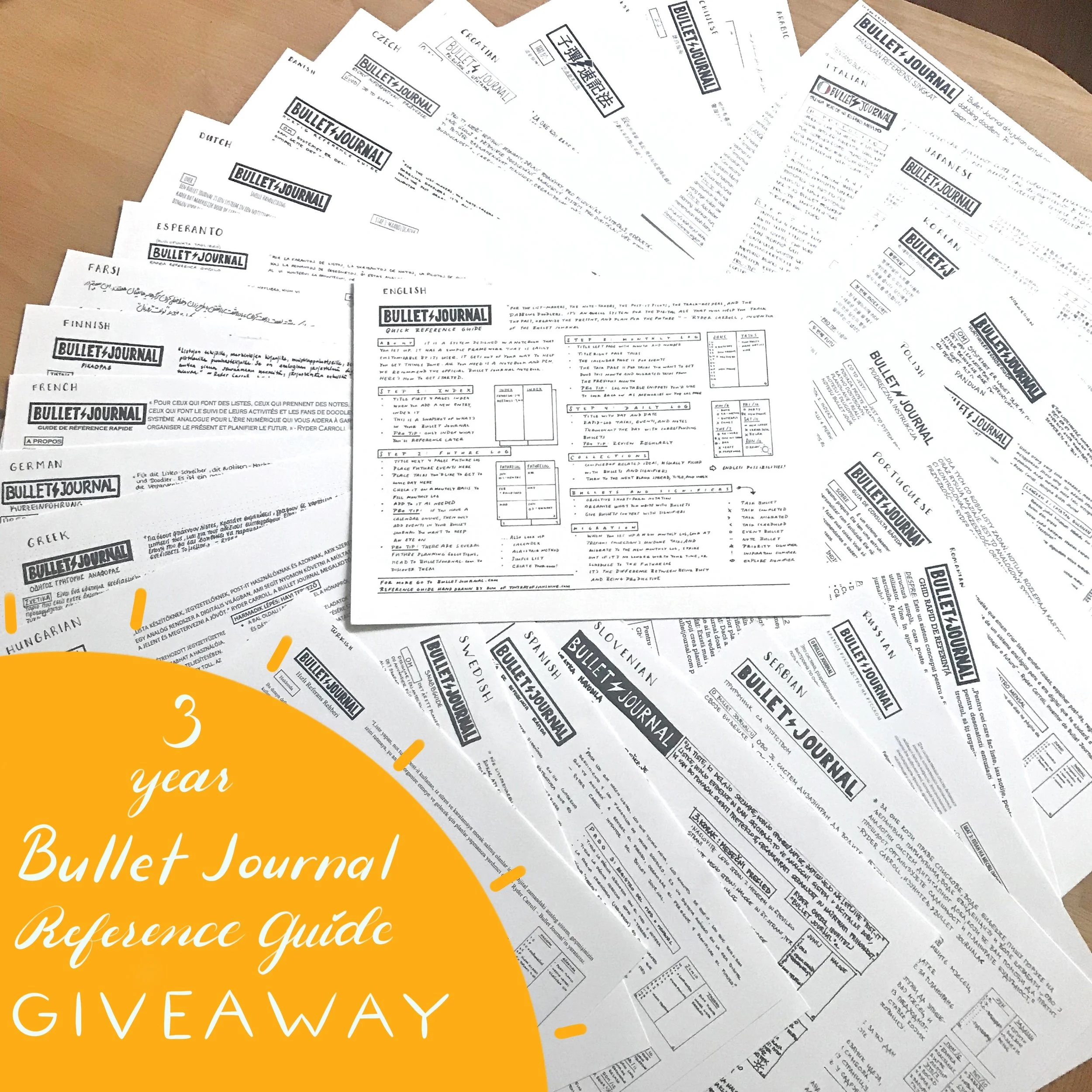 3 Year Anniversary of the FREE Bullet Journal Reference Guide Giveaway!