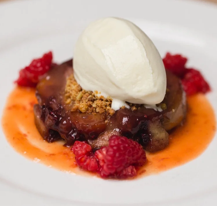 Raspberry Nectarine Sottosopra with Crème Fraîche Gelato