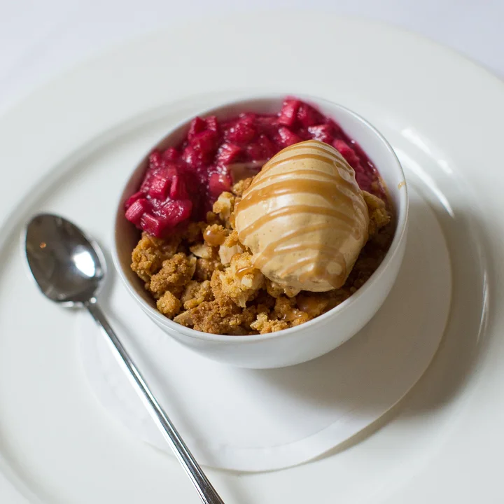 Caramel Budino with Rhubarb
