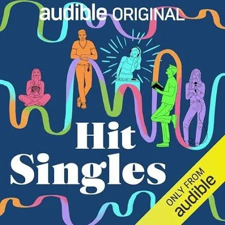 A blue square with a multi-colored squiggle on and around which we see four characters reading, djing, doing stand up, and more.