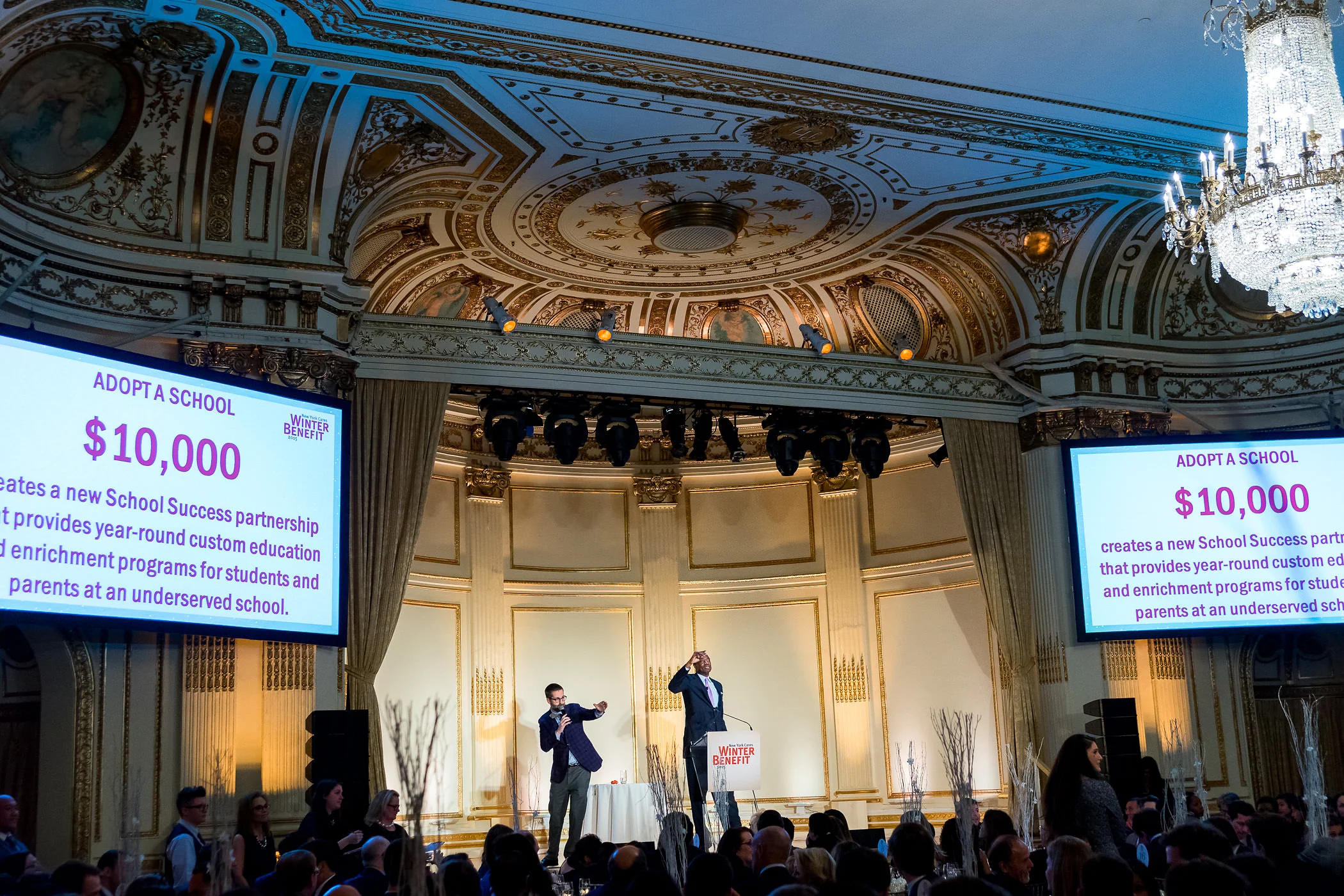 Charles with Dikembe Mutombo at New York Cares Winter Benefit