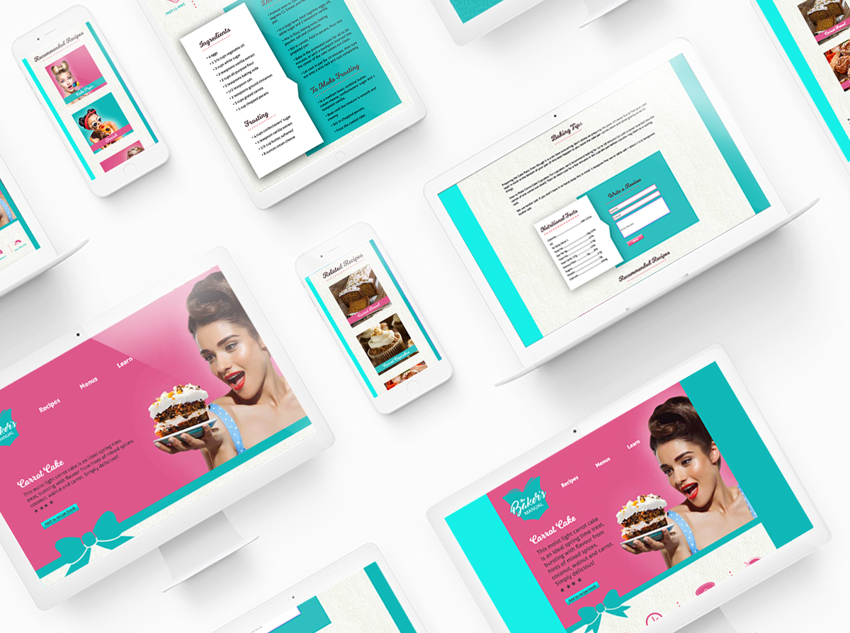   Adaptive site build: 1 page    Project Overview:&nbsp;   Responsible for:  Logo design, copywriting,&nbsp; page design and development.   This is a section from a fictional recipe website, where the focus was to narrow in on one recipe and make it 