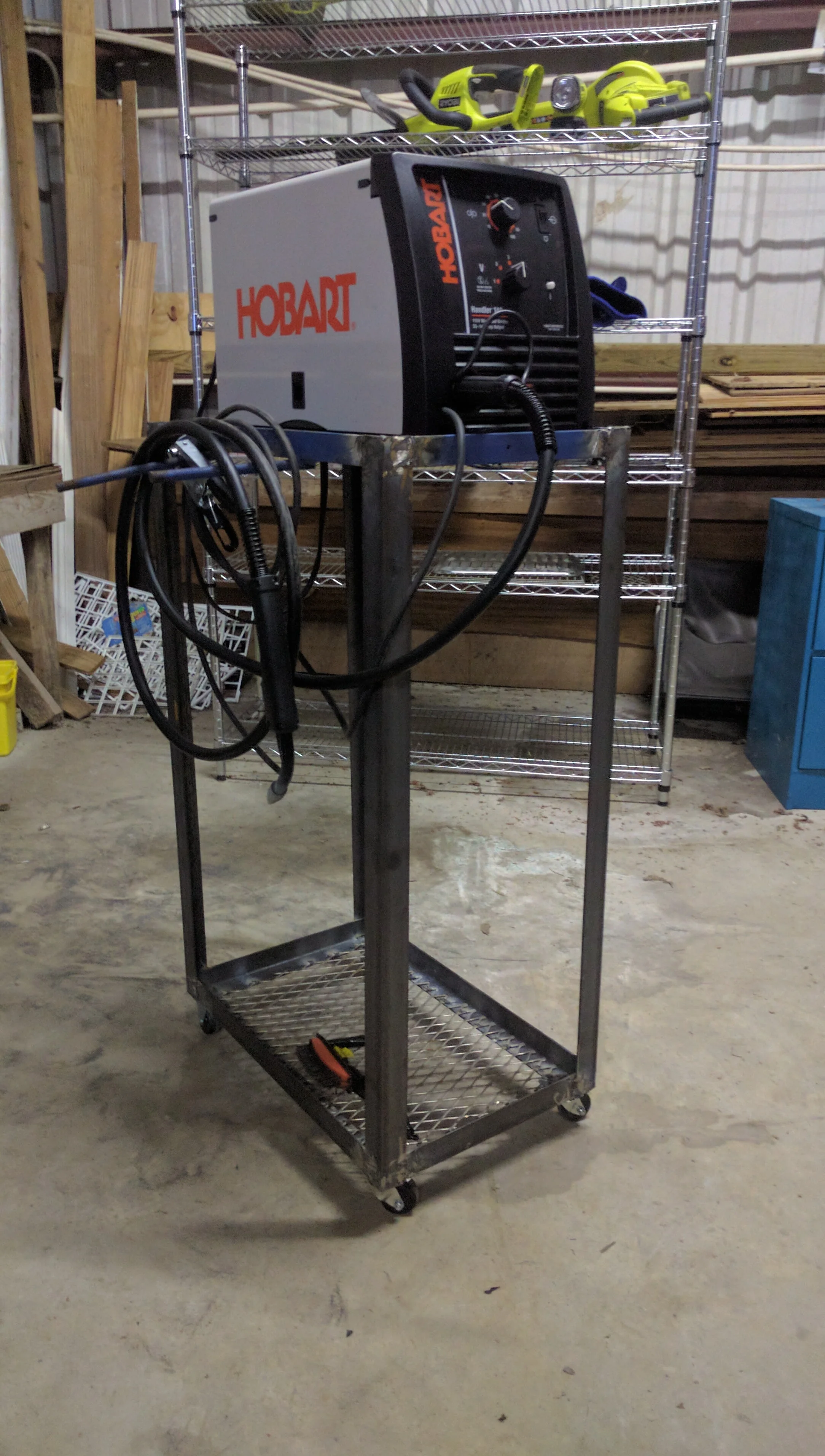 Welding machine cart.