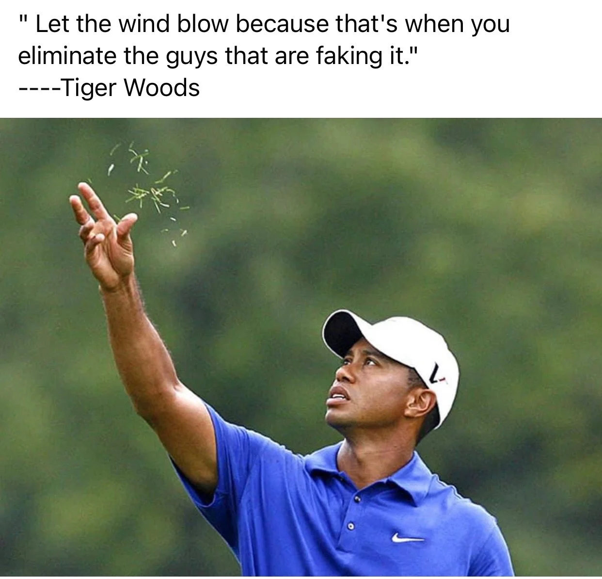 Is @tigerwoods coming with the harsh truth?  What kind of mentality do you have when the wind blows?  Golf does require some mental toughness.  I also believe this is something that can be trained. 

#dennissalesgolf #trainwithdsga #argyletx #argyleg