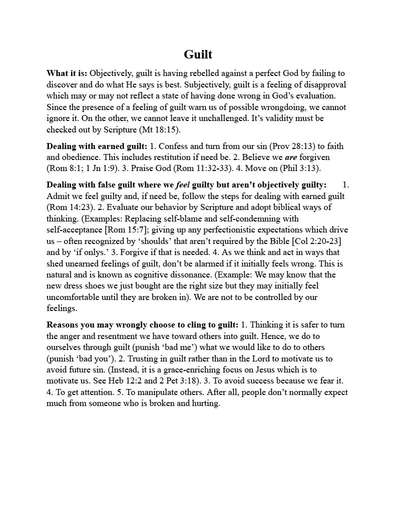 Guilt | Resource Guide