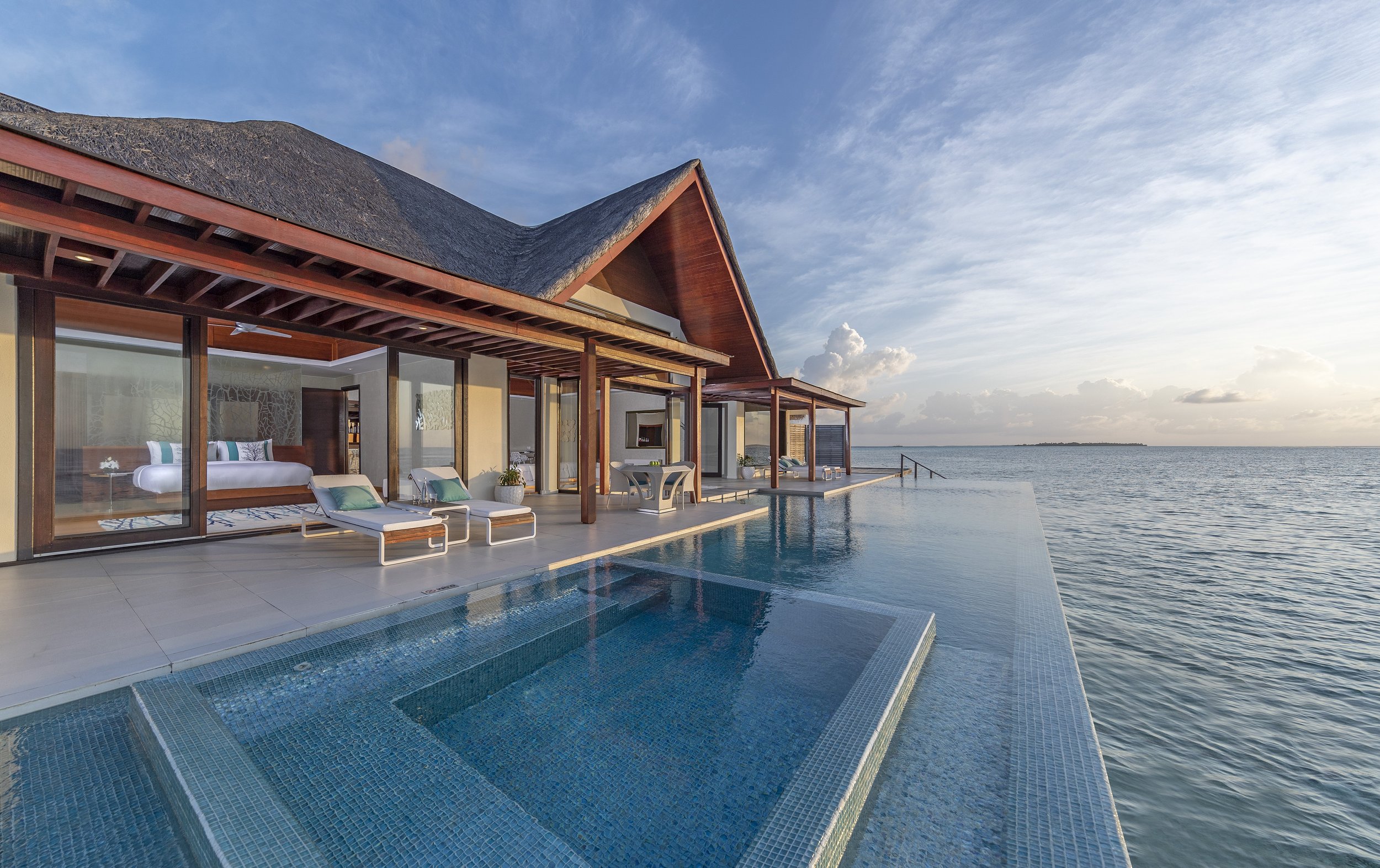Two Bedroom Ocean Pool Pavilion - Exterior View with Sunrise_Niyama Private Islands.jpg