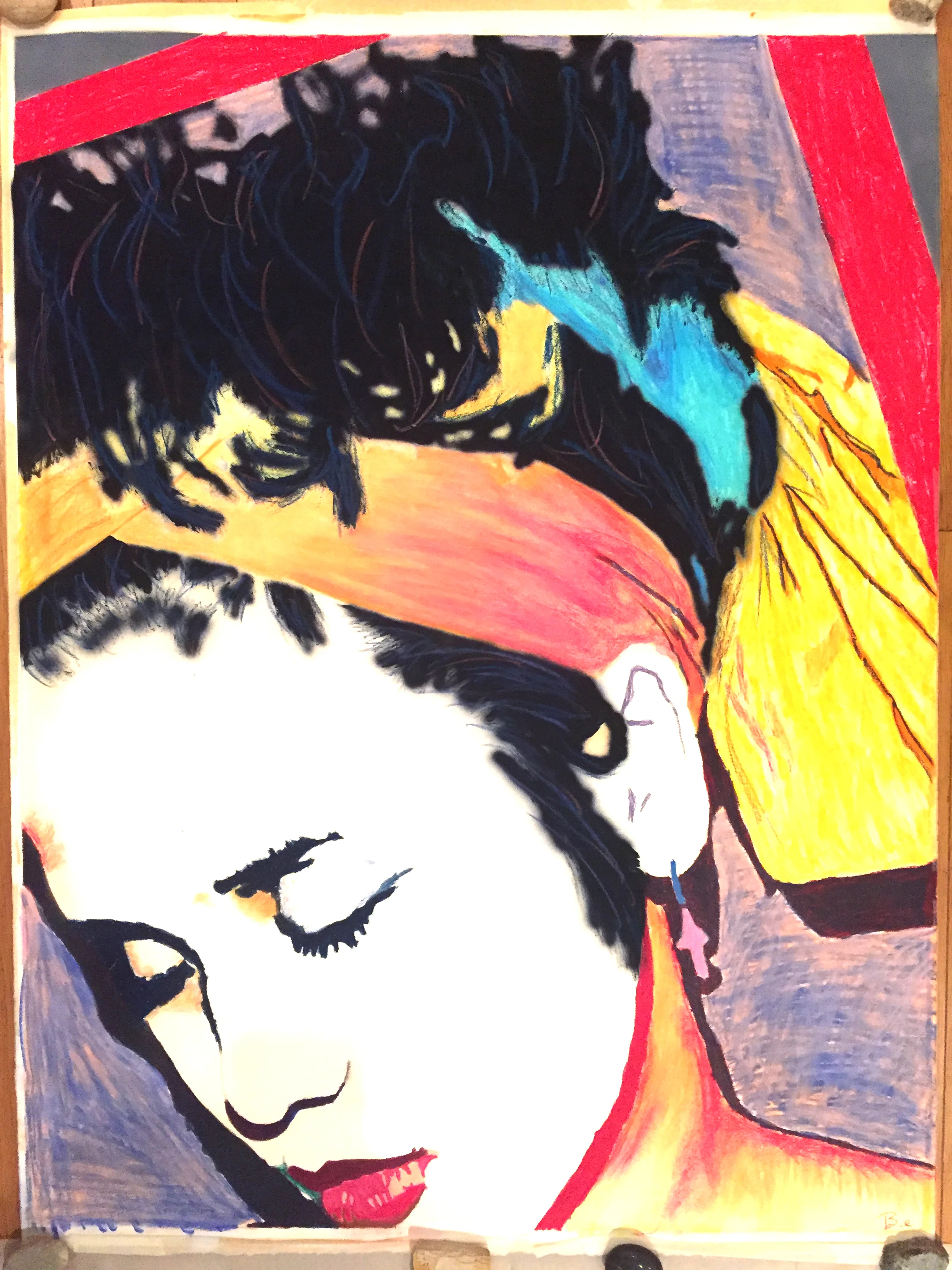 Self Portrait, mixed media on watercolor paper, 36x48