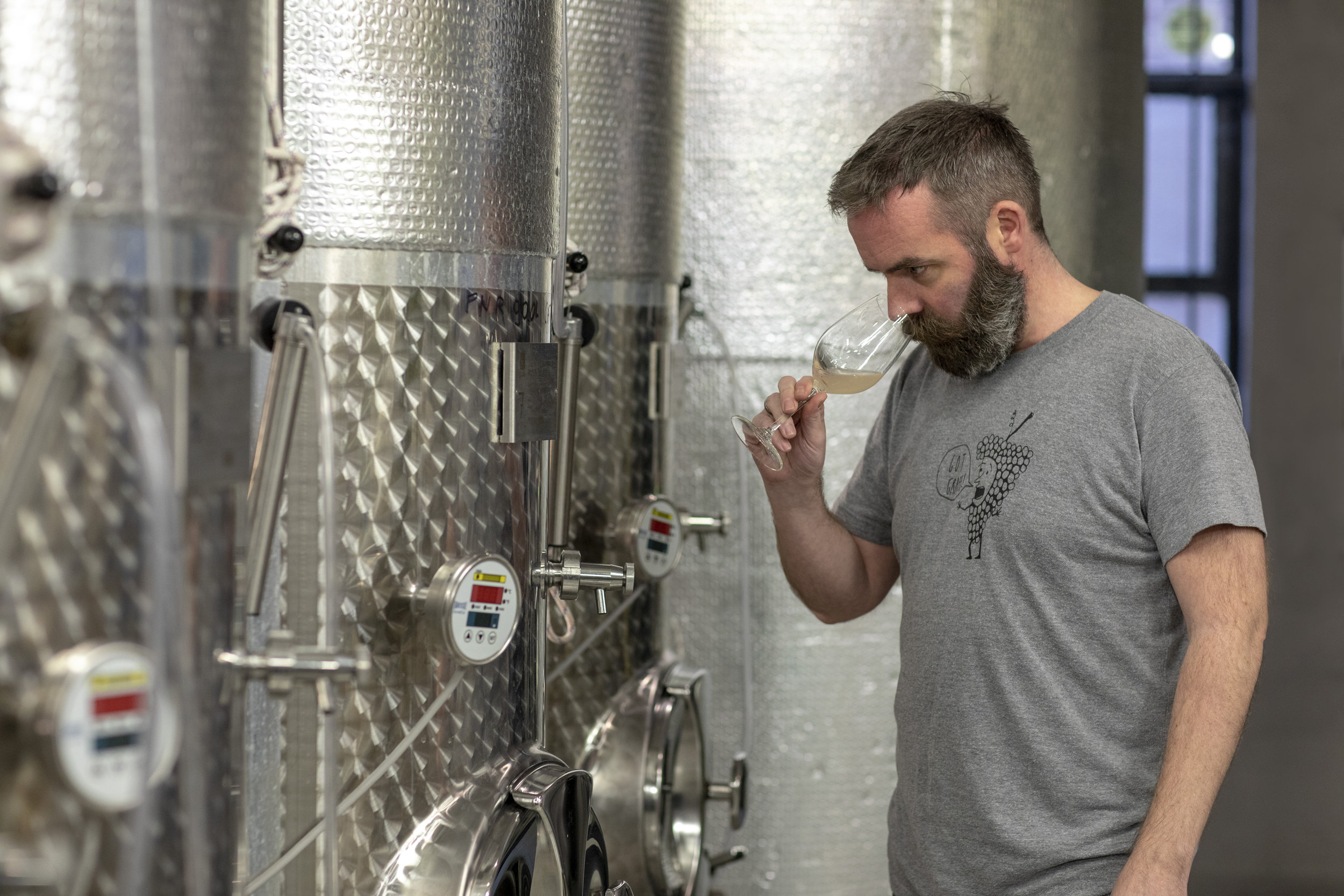 Keith checking the ferments