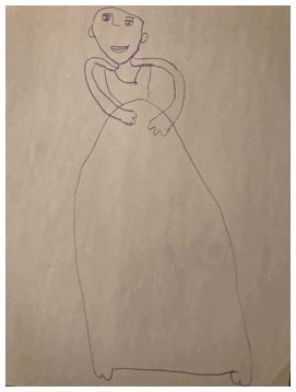 Aada's drawing of her teacher, her best friend at school