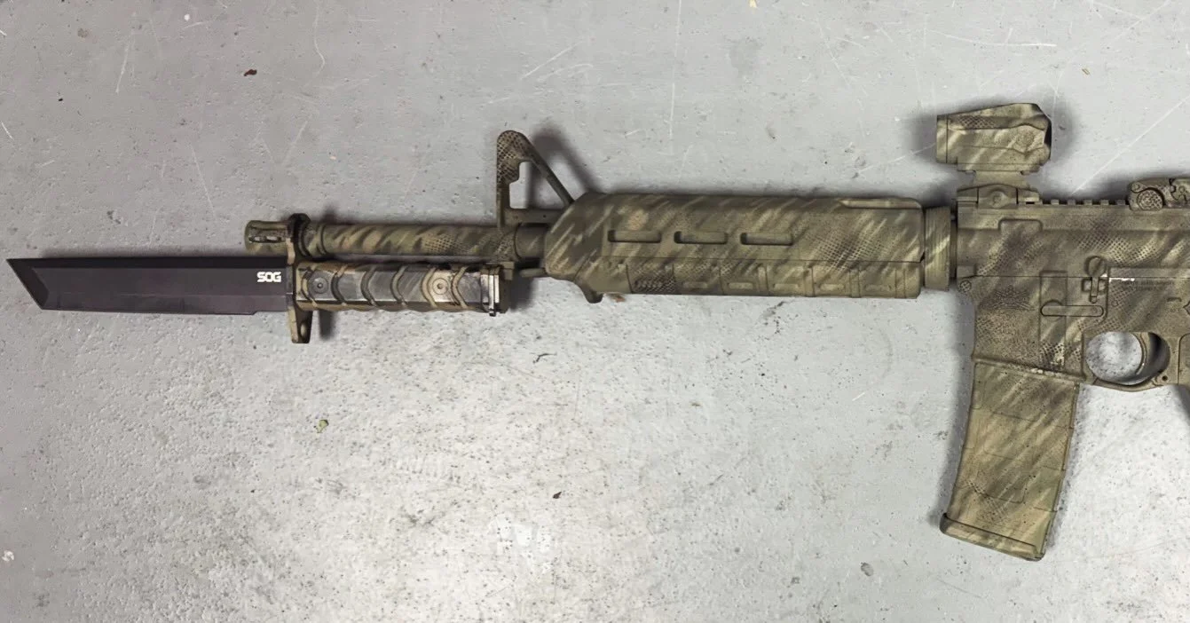The bayonet:

Pros:
- looks as cool as it gets 
- practical for intimidation; people are ironically less fearful of getting shot (maybe they don&rsquo;t think the other person will pull the trigger?) than getting stabbed. Getting stabbed for most peo