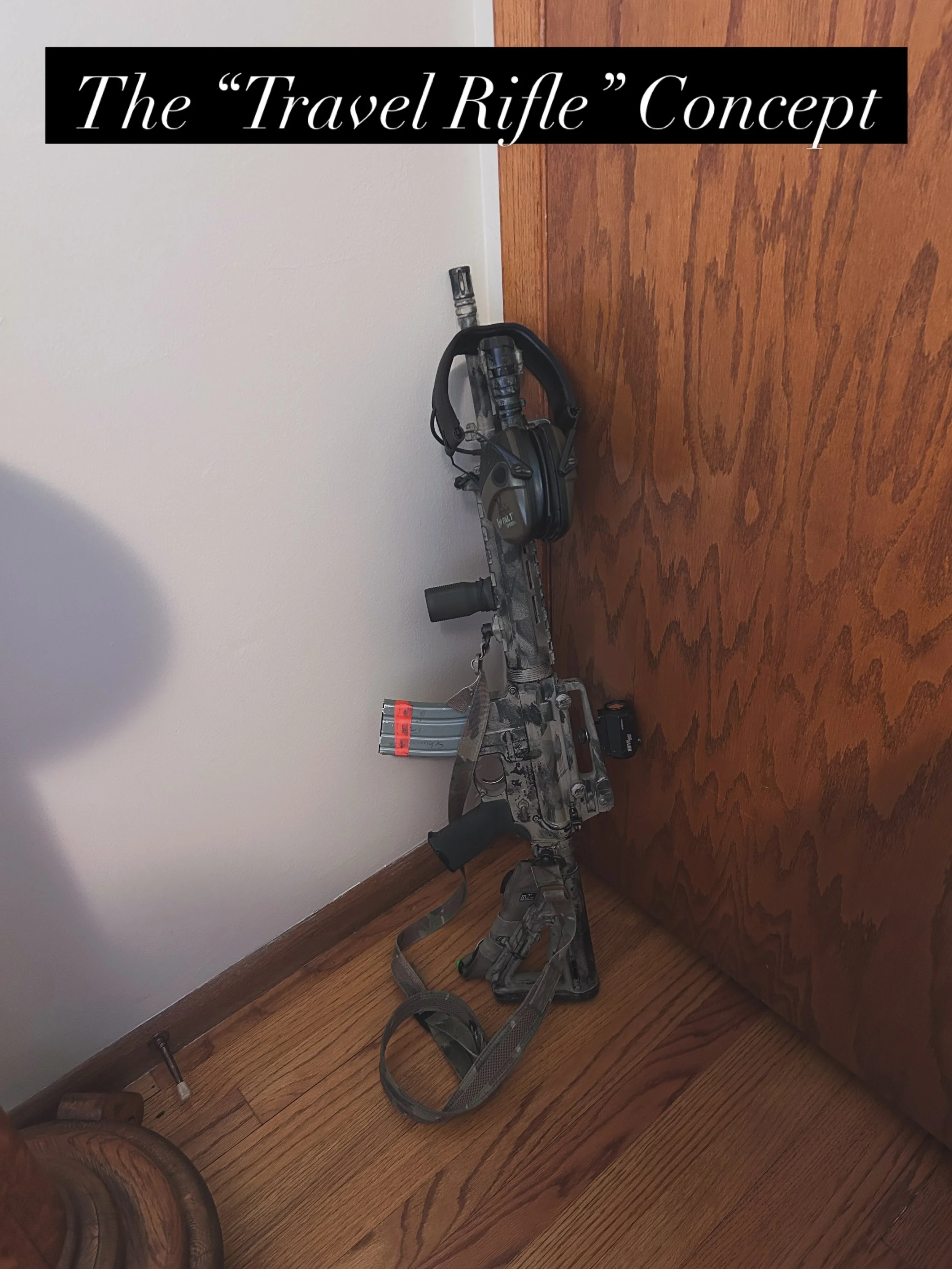 I rarely leave my home state without a rifle. Why? Because it makes me feel better. If I am with my whole family and things get exciting I would rather have the best tool  set I can. 

When I do I usually bring this rifle. No can. Nothing fancy, just