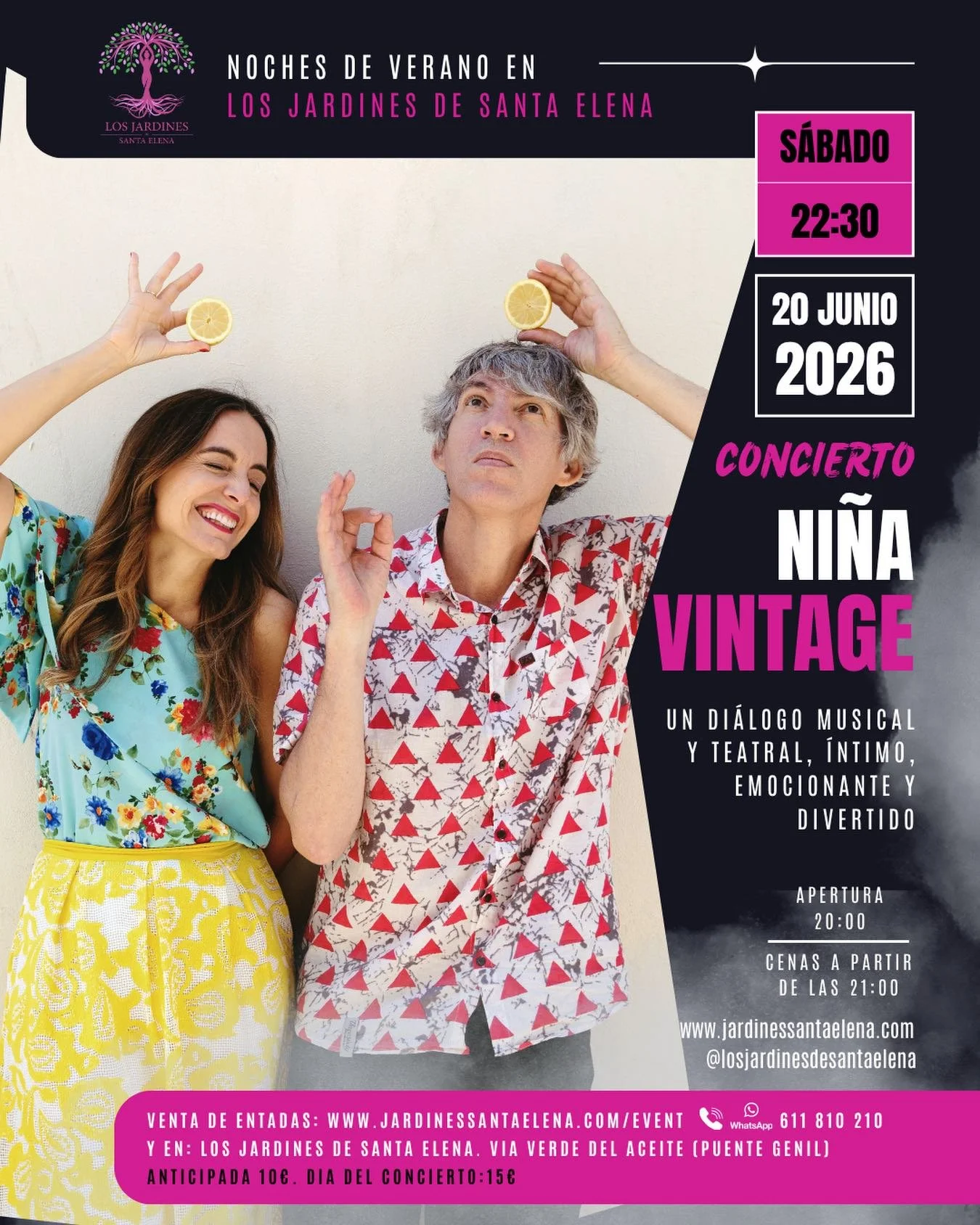 Nada nos gusta m&aacute;s que una noche de verano al aire libre. Y si ese aire es del sur, ni te cuento.

Por eso cuando nos llamaron desde Puente Genil para actuar en un sitio precioso, @losjardinesdesantaelena, justo cuando arranca nuestra estaci&o