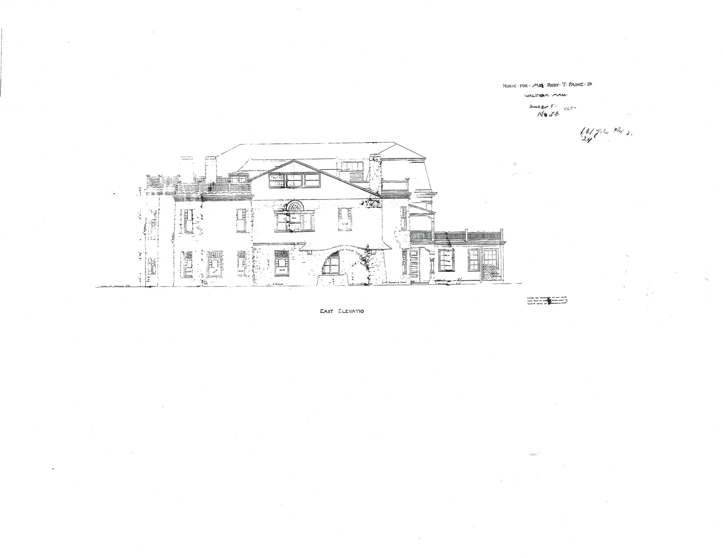 Stonehurst east elevation. HH Richardson