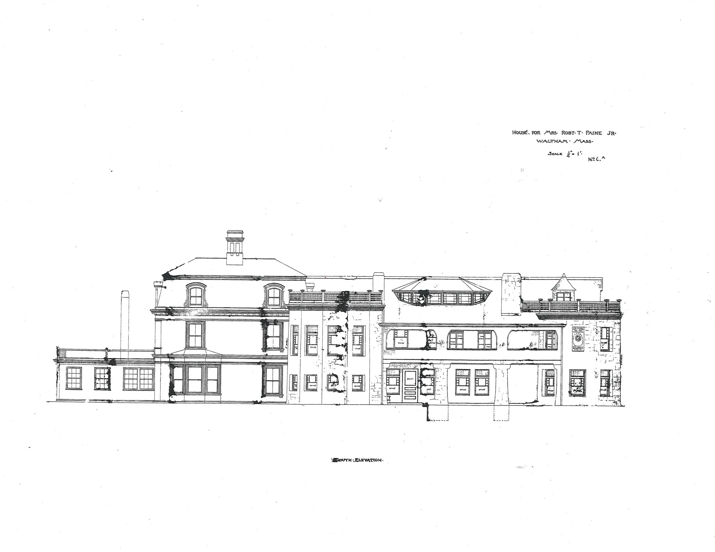Stonehurst south elevation. HH Richardson