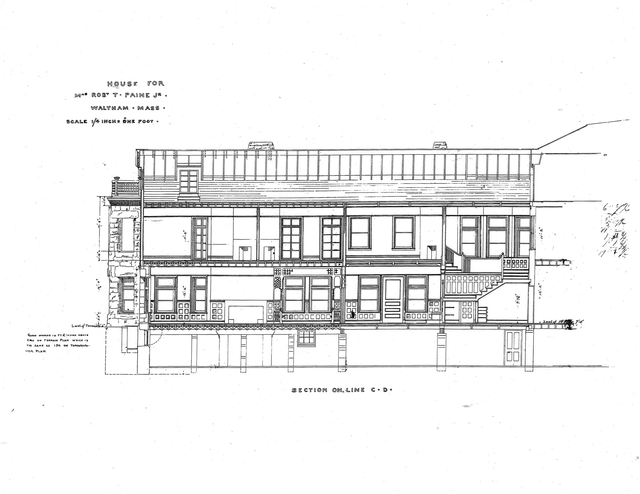 Stonehurst. Section on Line CD. HH Richardson