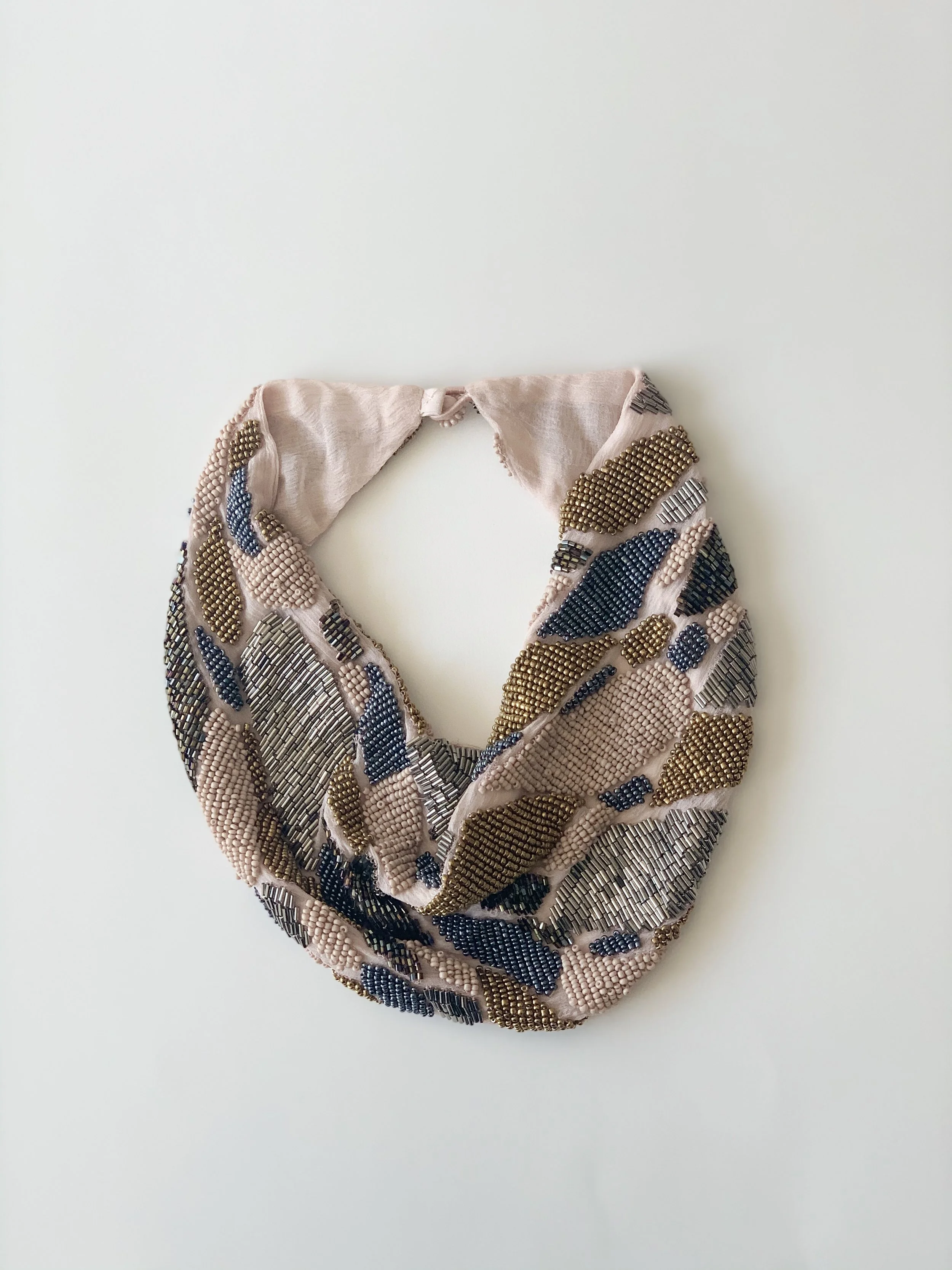 Scarf Necklace, Beaded, hand made