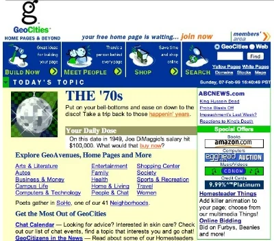 Typical Geocities website from 1999. We weren't mature then, but we were learning.