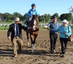 tom bush with get stormy after winning the g2 bernard baruch at saratoga